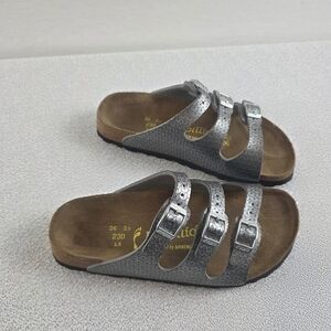 Birkenstock Papillio Florida Sandals Textured Silver Metallic Wmn's 36/5-5.5N